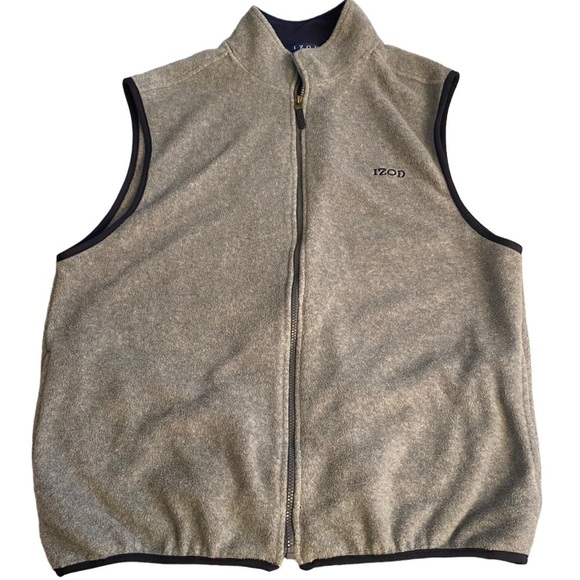 IZOD GRAY FLEECE ZIP FRONT VEST MEN’S SIZE XL - Picture 1 of 6